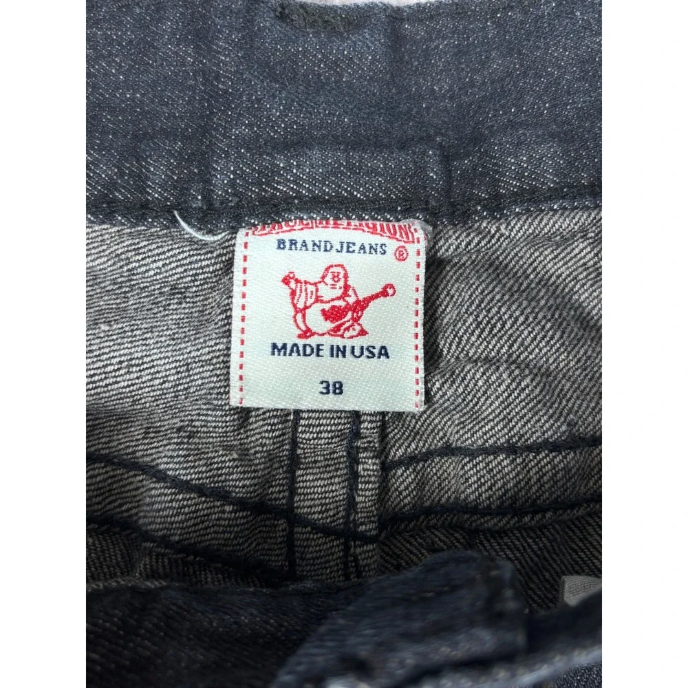 True Religion Jeans Mens Size 38 Black Denim Straight‎ Leg USA Made